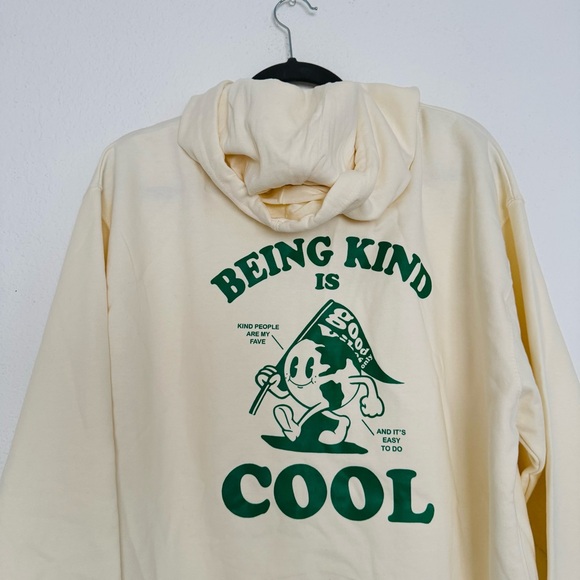 INDEPENDENT Trading Company BE KIND Hooded Sweatshirt Cream/Green Size Large - Picture 9 of 12